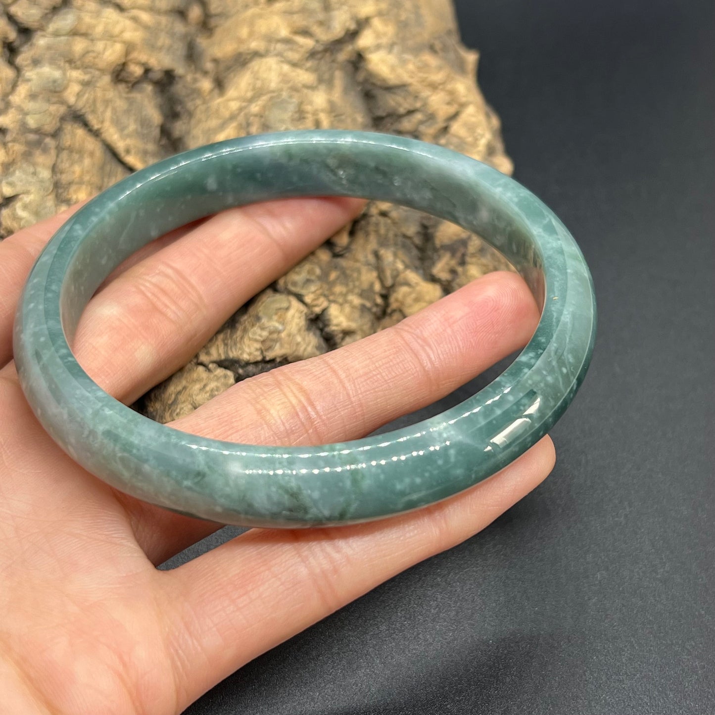 Huge 67.2mm Grade A Jade Natural Blue green Big Round bangle Burma jadeite Lady Bracelet Type A stone small hand female bangle  翡翠飘花手镯