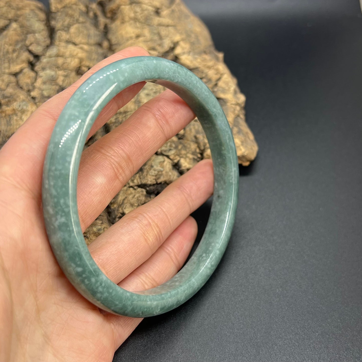 Huge 67.2mm Grade A Jade Natural Blue green Big Round bangle Burma jadeite Lady Bracelet Type A stone small hand female bangle  翡翠飘花手镯