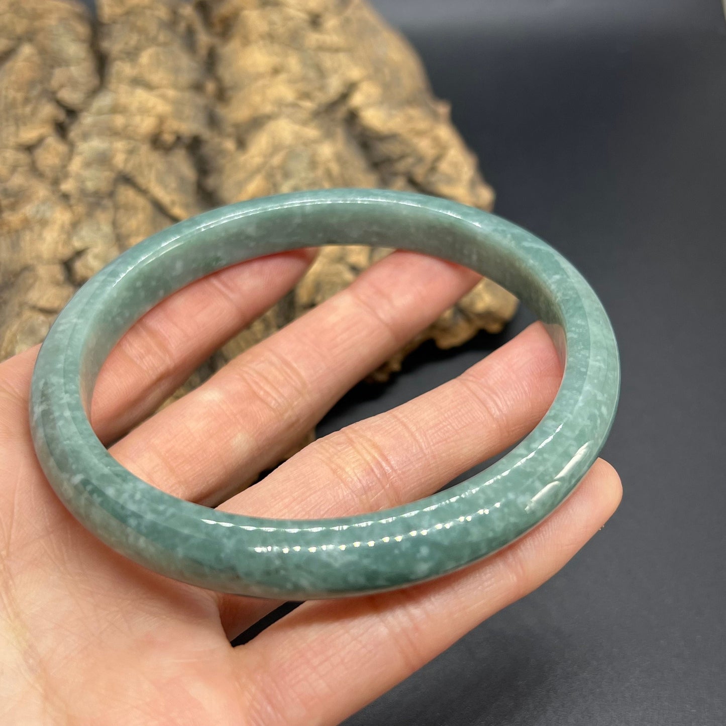 Huge 67.2mm Grade A Jade Natural Blue green Big Round bangle Burma jadeite Lady Bracelet Type A stone small hand female bangle  翡翠飘花手镯