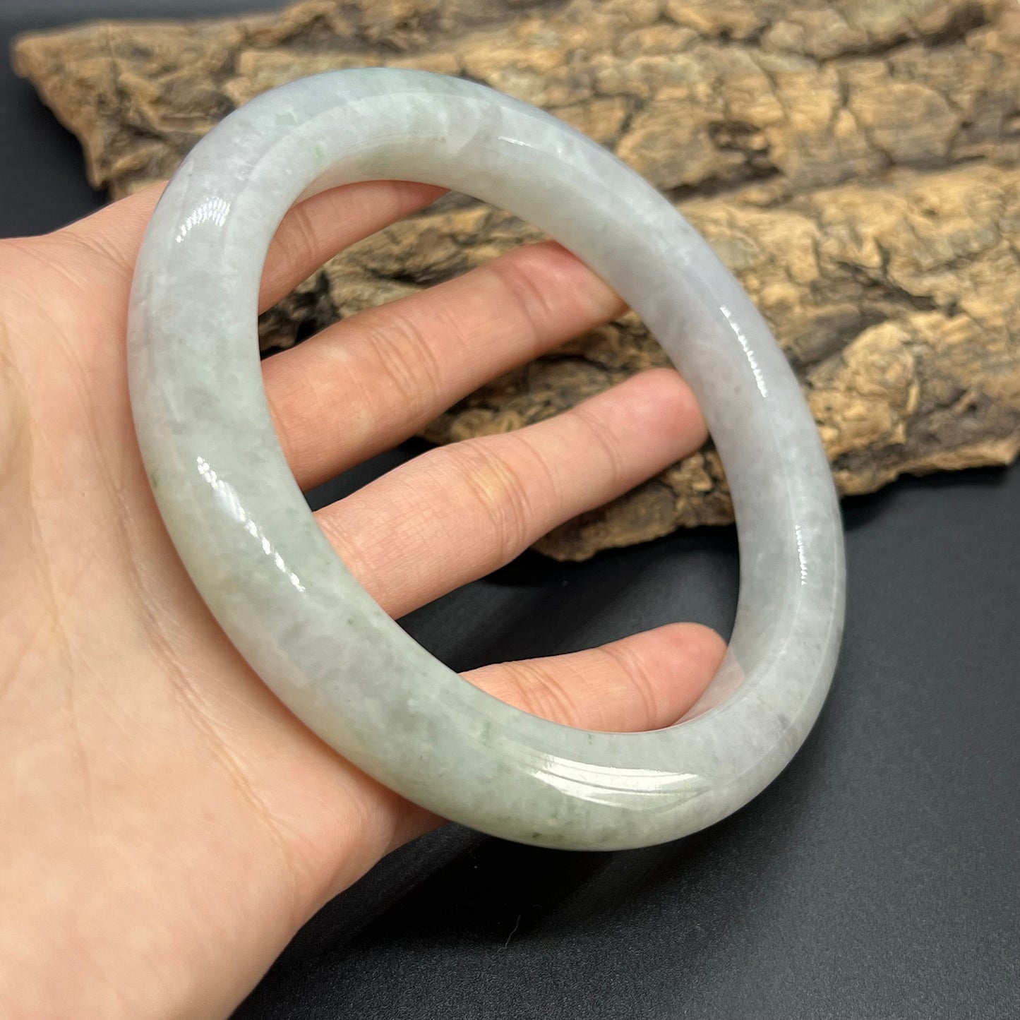 Huge 74.4mm Grade A Jade Natural green Big Round bangle Burma jadeite Lady Bracelet Type A stone small hand female bangle  翡翠飘花手镯