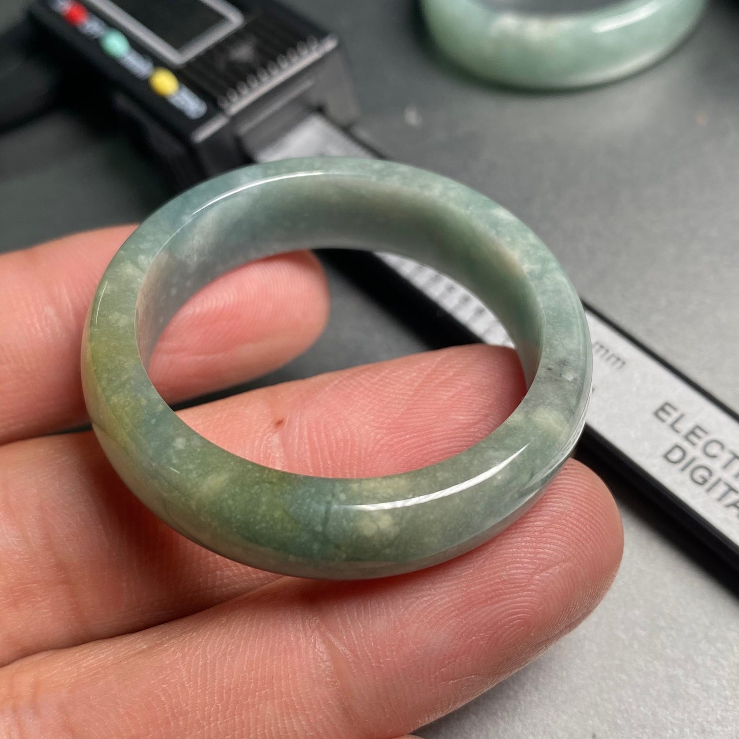 34.4MM huge Natural transparent Guatemala Jadeite wide rings Grade A Jade Blue gemstone men dragon Guatemalan jadeite ring