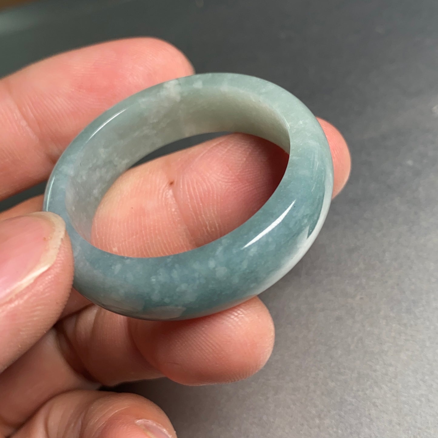 32.3MM huge Natural transparent Guatemala Jadeite wide rings Grade A Jade Blue gemstone men dragon Guatemalan jadeite ring