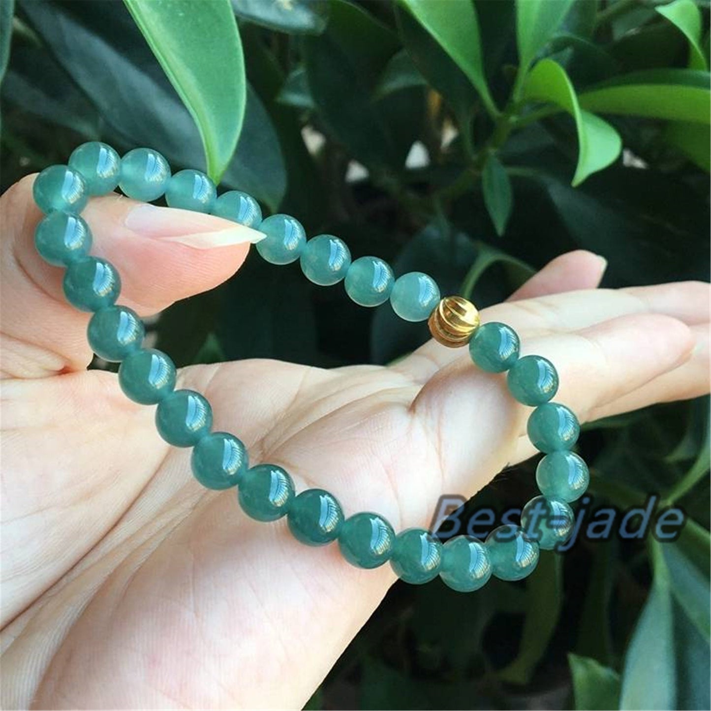 Beautiful Natural Guatemalan jadeite Translucent Blue Grade A jade Round beaded bracelet  Guatemala jade Female Jewelry jade gift