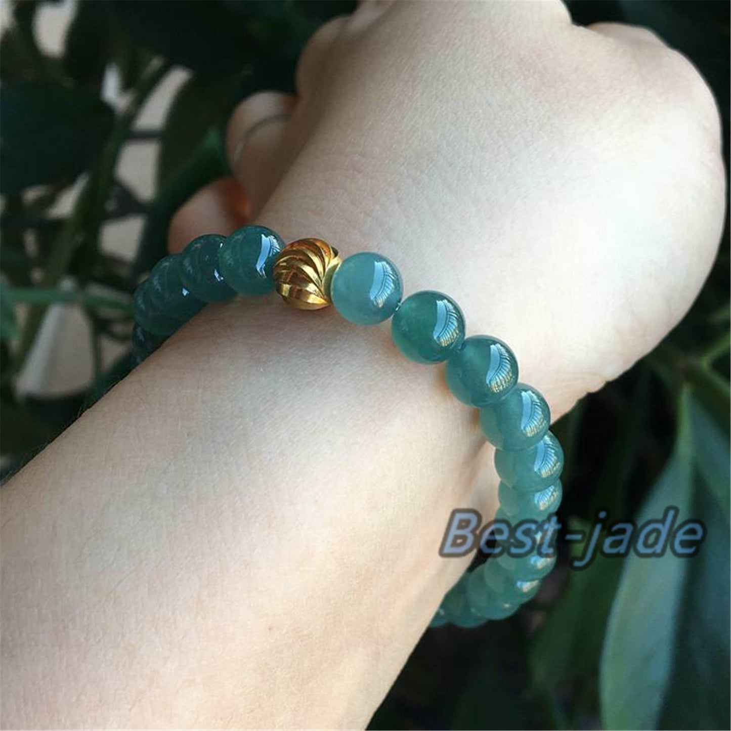 Beautiful Natural Guatemalan jadeite Translucent Blue Grade A jade Round beaded bracelet  Guatemala jade Female Jewelry jade gift