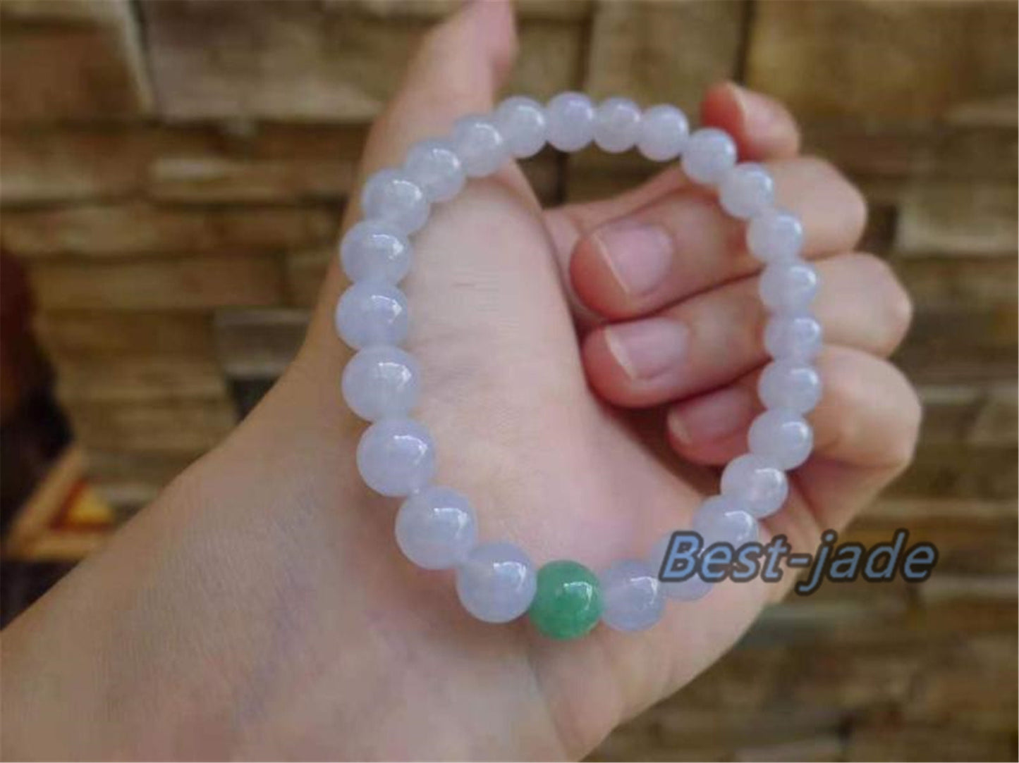 High quality Grade A Natural Jadeite 7*7mm Hand carved Jade Round bead Ball bangle Bracelet Chain Green gemstone Burma stone