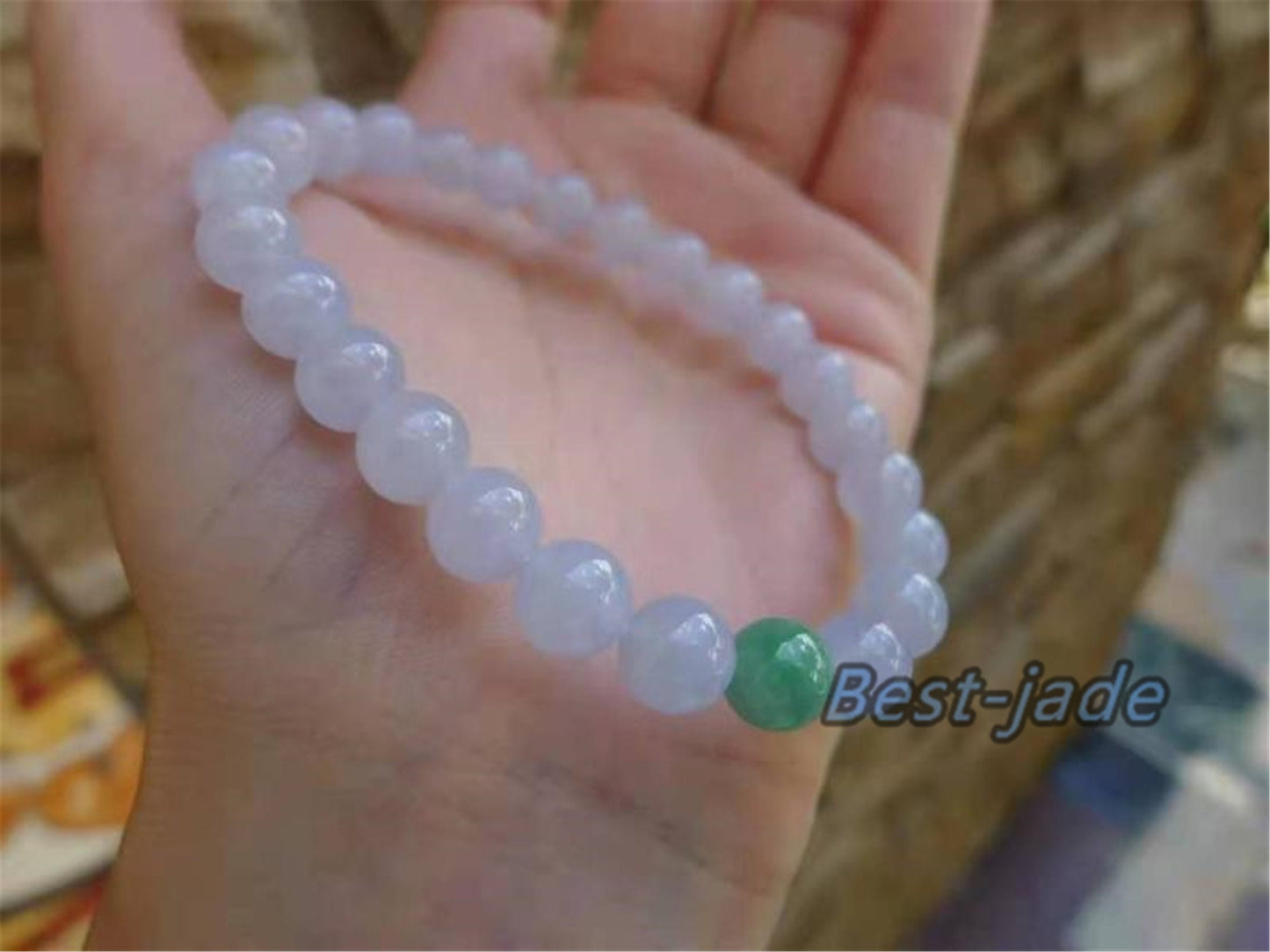 High quality Grade A Natural Jadeite 7*7mm Hand carved Jade Round bead Ball bangle Bracelet Chain Green gemstone Burma stone