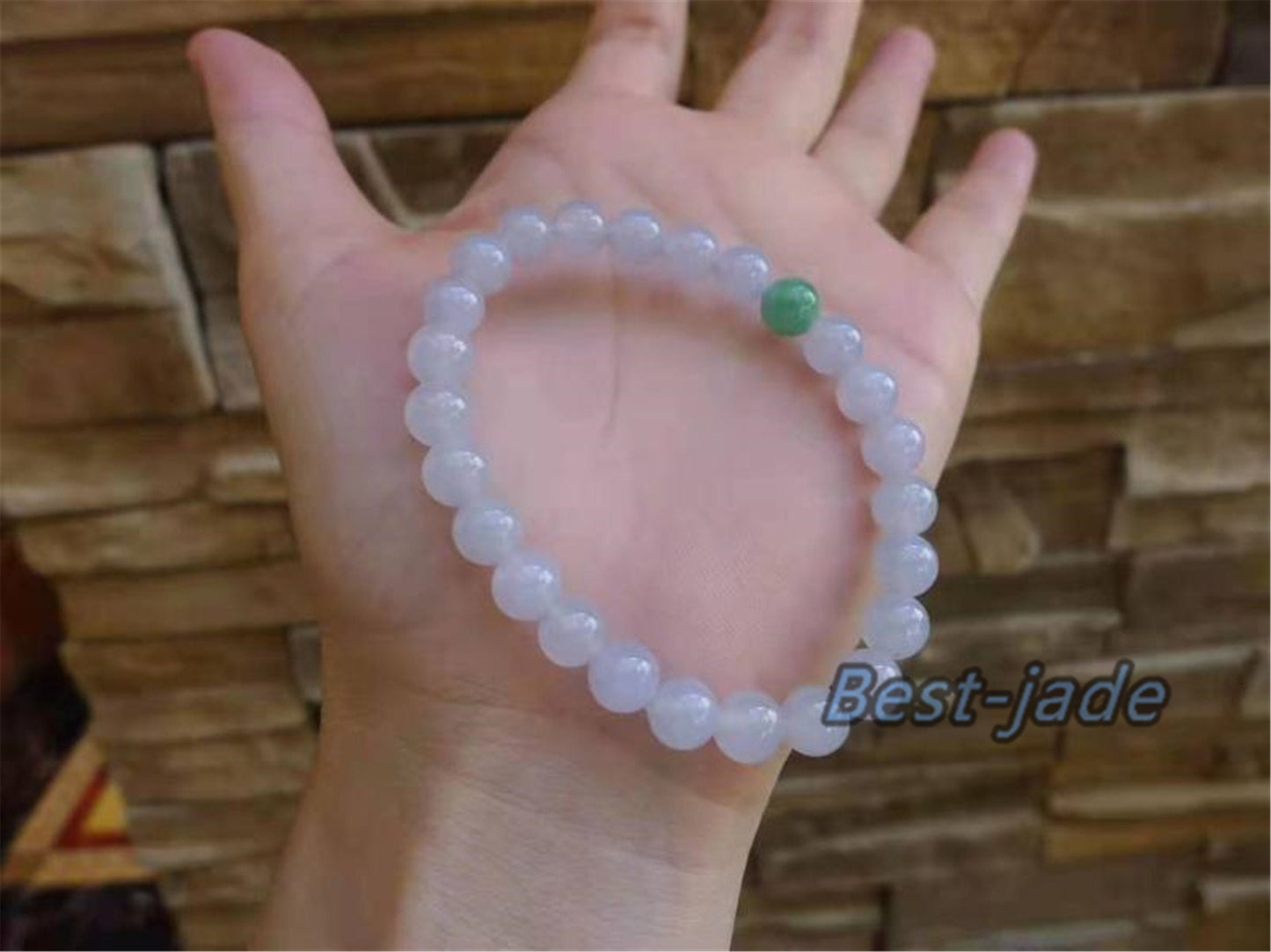 High quality Grade A Natural Jadeite 7*7mm Hand carved Jade Round bead Ball bangle Bracelet Chain Green gemstone Burma stone