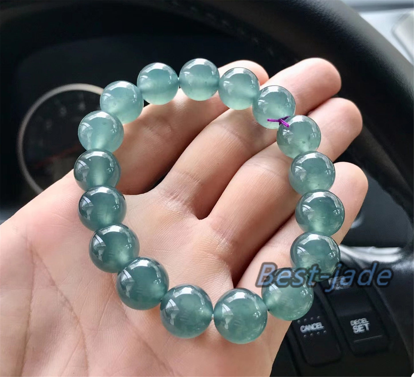 Hochwertiger natürlicher guatemaltekischer Jadeit, durchscheinende blaue Jade der Güteklasse A, rundes Perlenarmband, Guatemala-Jade, weiblicher Schmuck, Jade-Geschenk