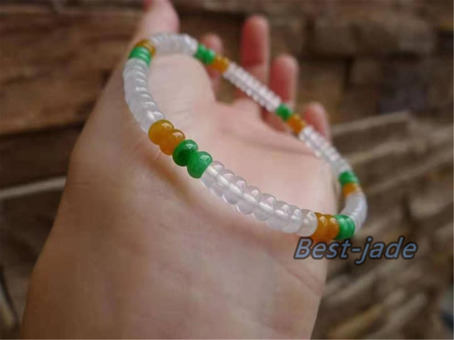 High quality Grade A Natural Jadeite 7*7mm Hand carved Jade Round bead Ball bangle Bracelet Chain Green gemstone Burma stone