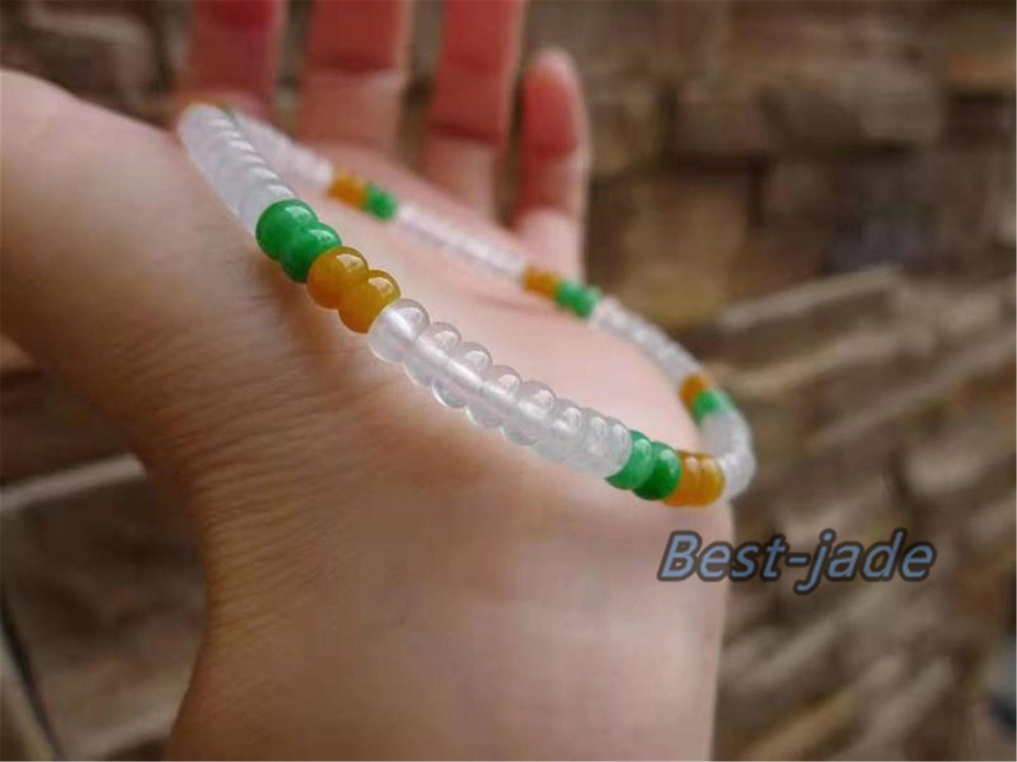 High quality Grade A Natural Jadeite 7*7mm Hand carved Jade Round bead Ball bangle Bracelet Chain Green gemstone Burma stone