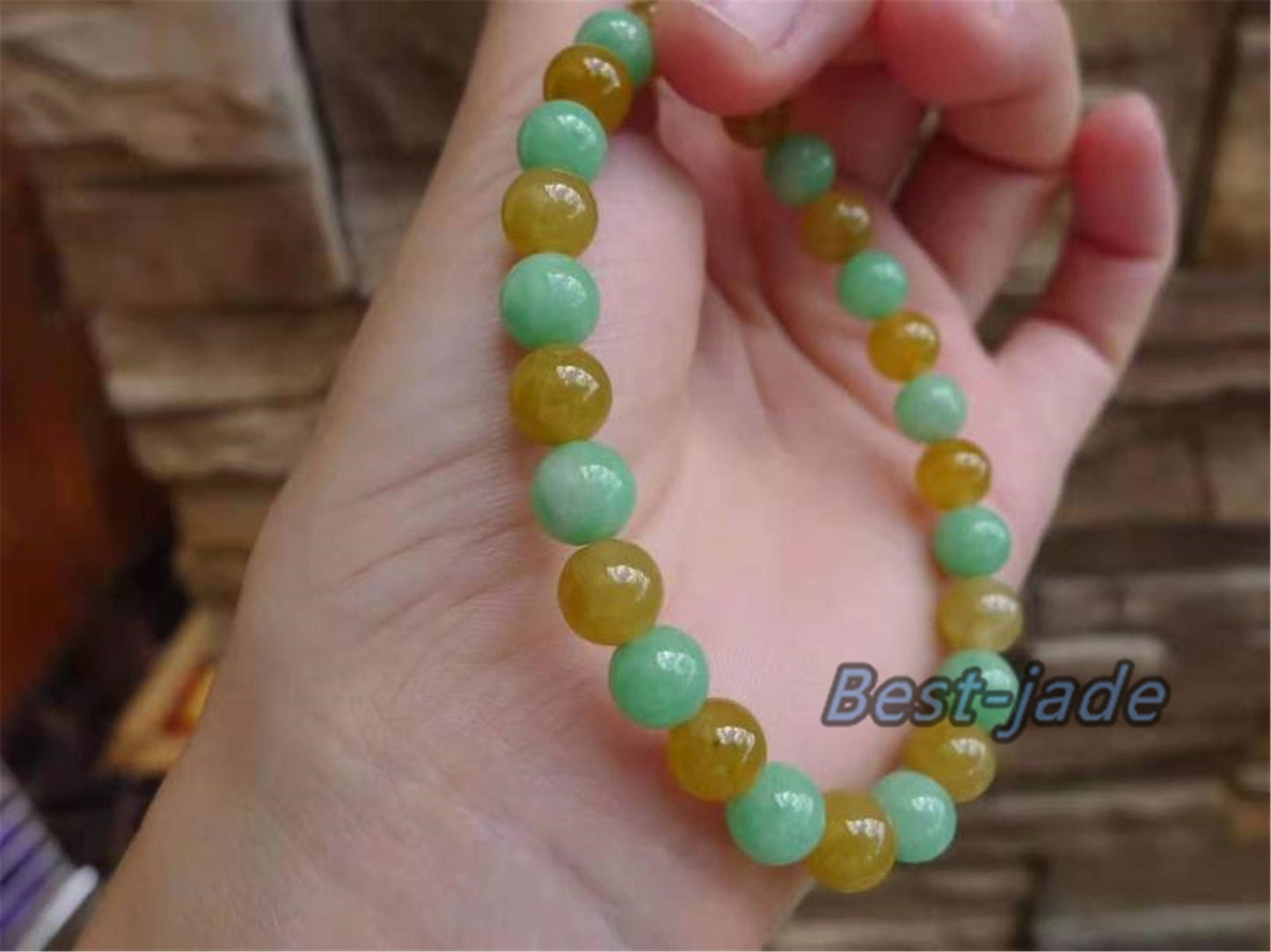 High quality Grade A Natural JadeiteHand carved Jade Round bead Ball bangle Bracelet Chain Green gemstone Burma stone Armband