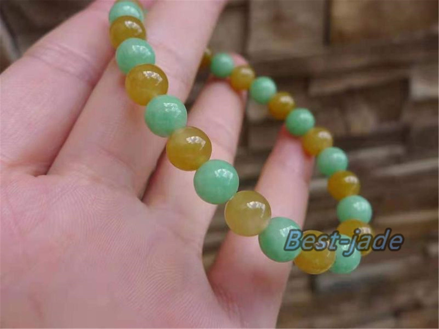 High quality Grade A Natural JadeiteHand carved Jade Round bead Ball bangle Bracelet Chain Green gemstone Burma stone Armband