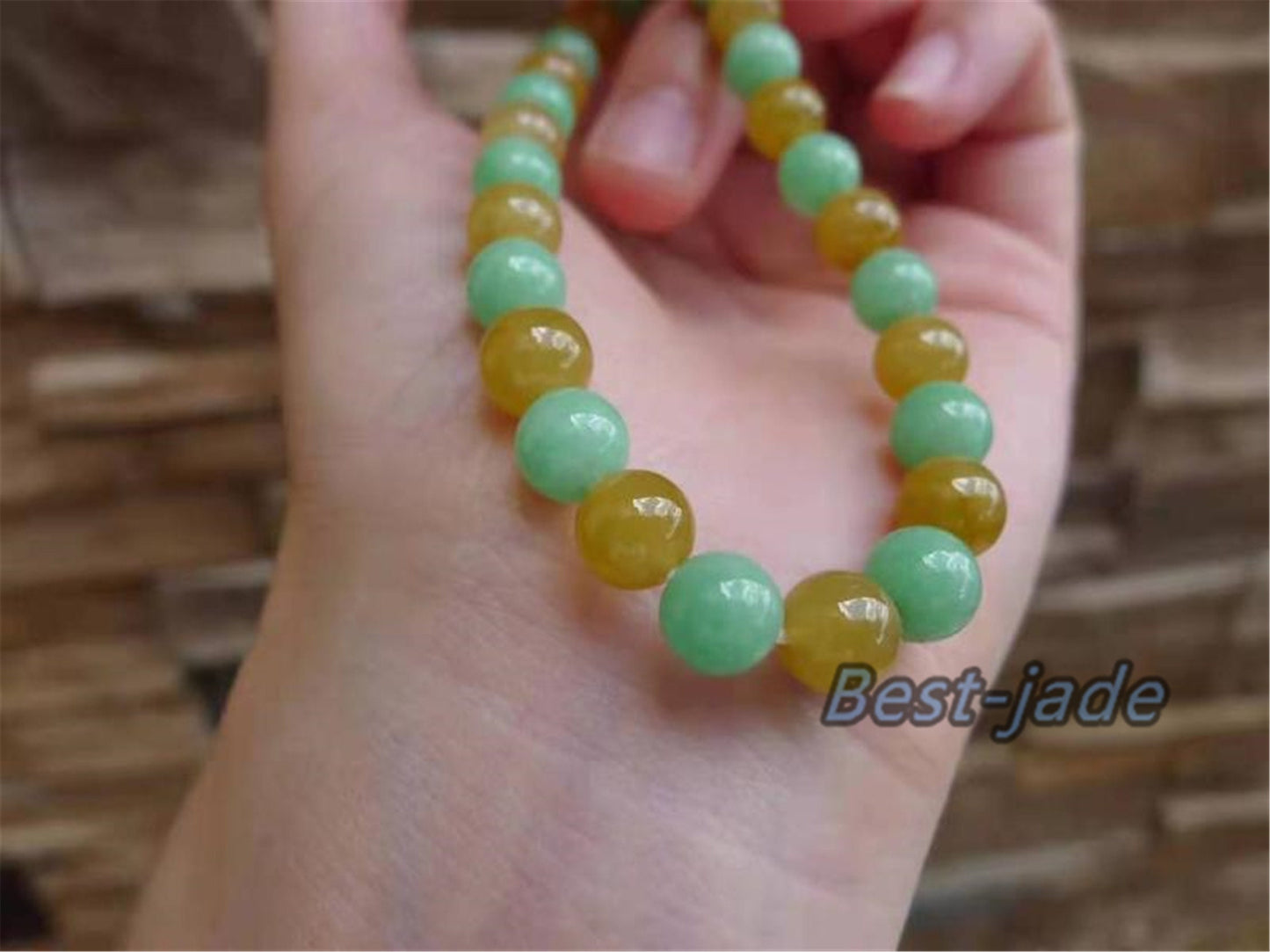 High quality Grade A Natural JadeiteHand carved Jade Round bead Ball bangle Bracelet Chain Green gemstone Burma stone Armband