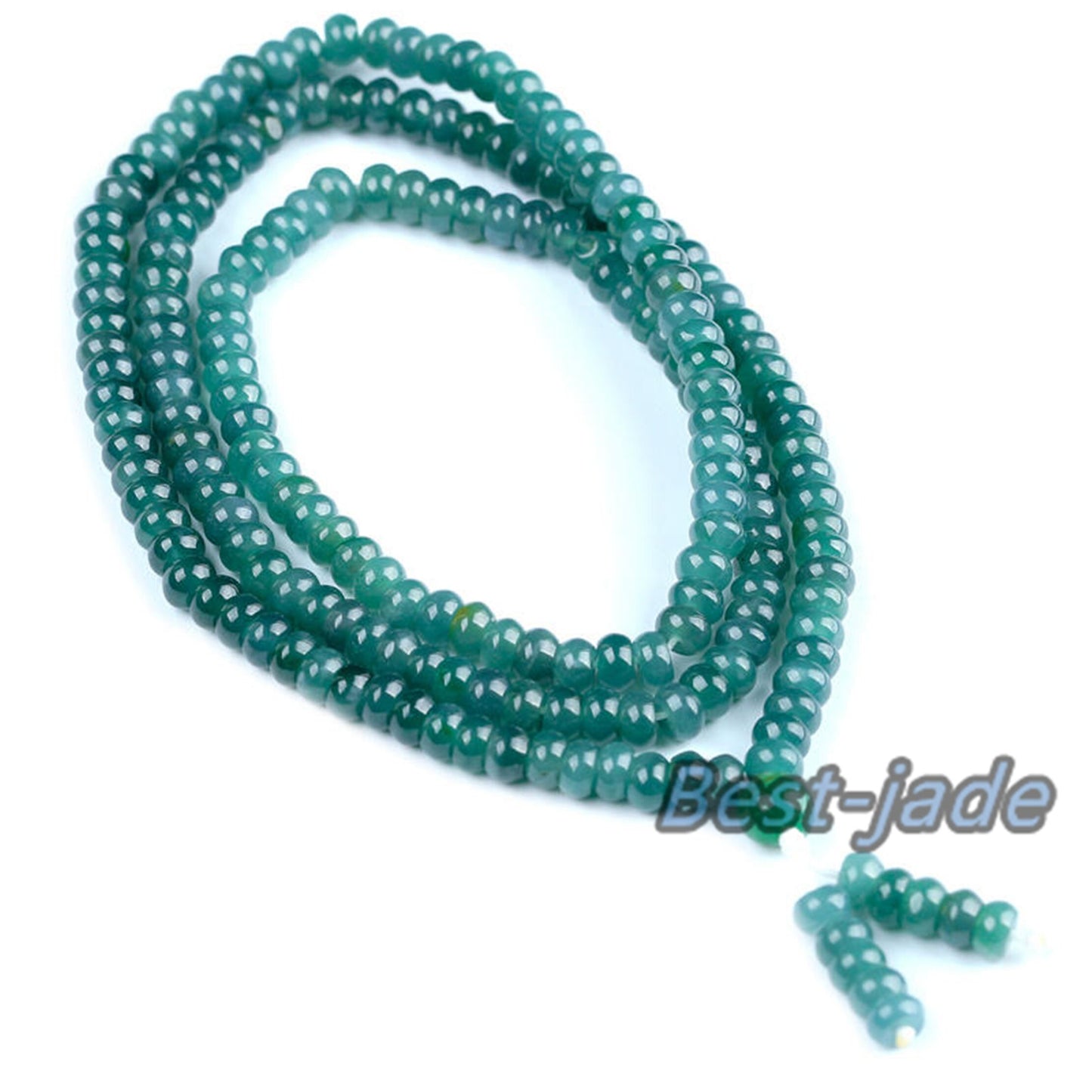 Blue Green Natural Grade A Jade Hand carved Necklace Chain Burma Jadeite Flat bead Blue jade gemstone jewelry gift