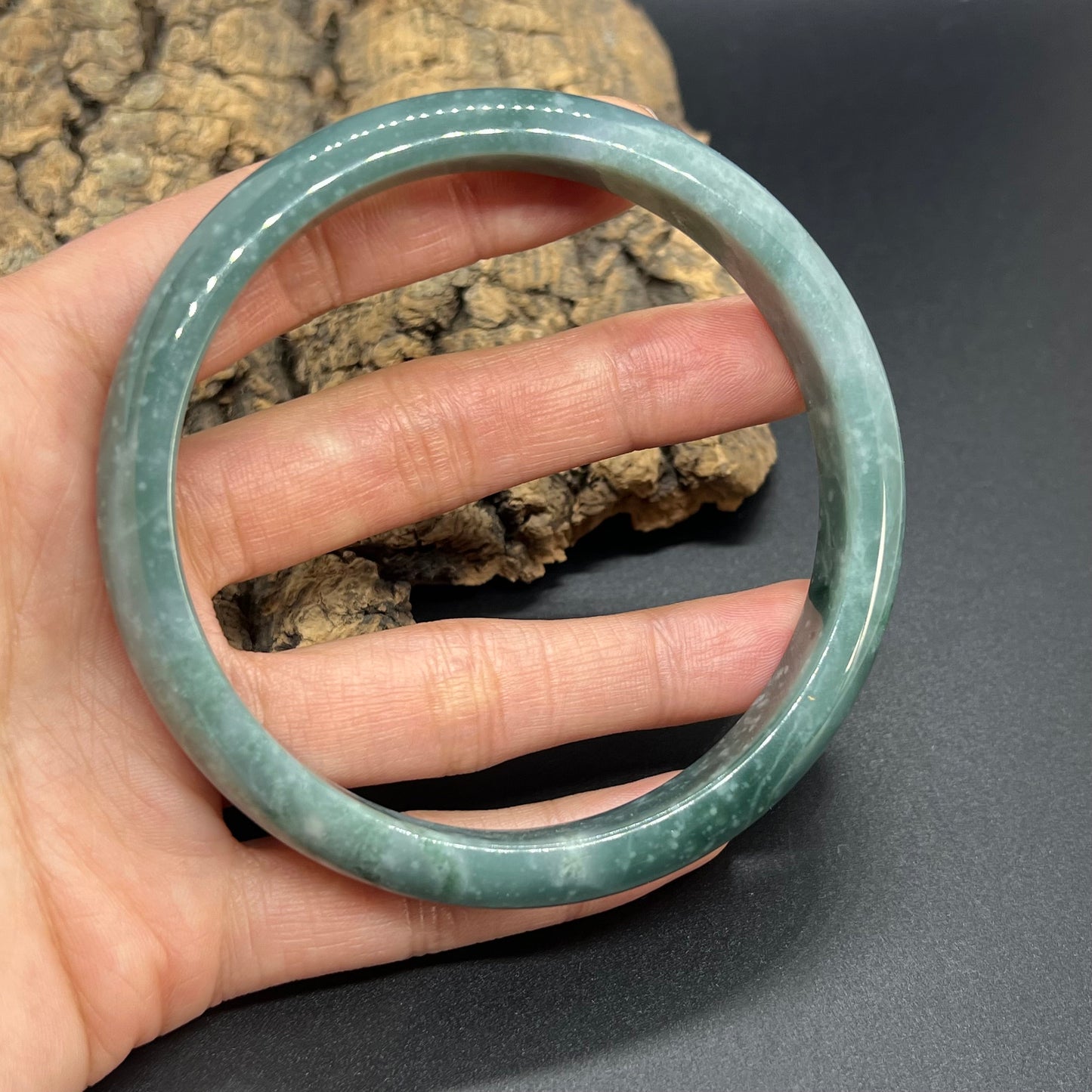 Huge 67.2mm Grade A Jade Natural Blue green Big Round bangle Burma jadeite Lady Bracelet Type A stone small hand female bangle  翡翠飘花手镯