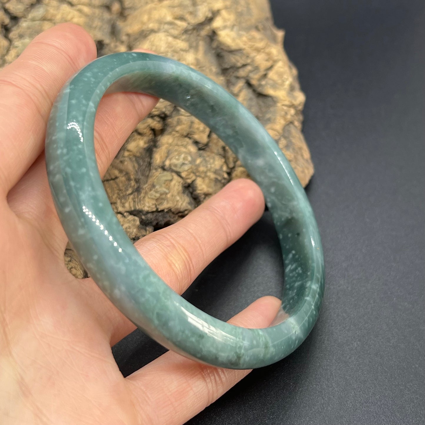 Huge 67.2mm Grade A Jade Natural Blue green Big Round bangle Burma jadeite Lady Bracelet Type A stone small hand female bangle  翡翠飘花手镯