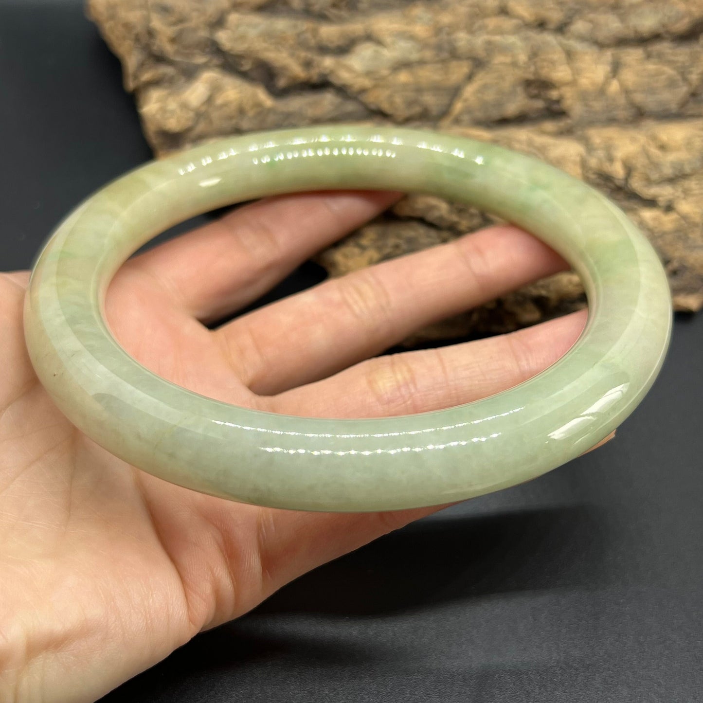 Huge 81mm Grade A Jade Natural green yellow Big Round bangle Burma jadeite Lady Bracelet Type A stone small hand female bangle  翡翠飘花手镯