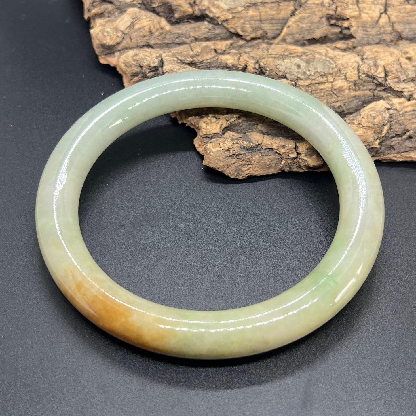 Huge 81mm Grade A Jade Natural green yellow Big Round bangle Burma jadeite Lady Bracelet Type A stone small hand female bangle  翡翠飘花手镯