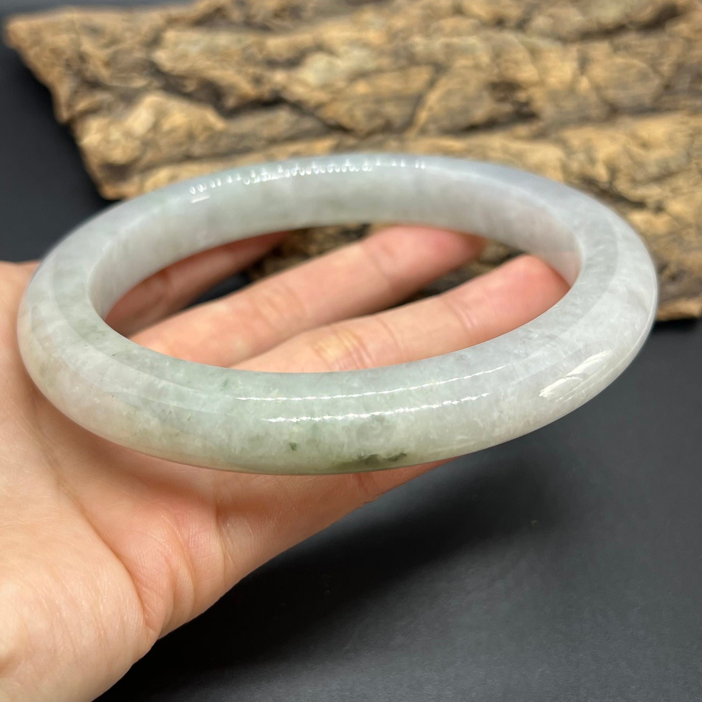 Huge 74.4mm Grade A Jade Natural green Big Round bangle Burma jadeite Lady Bracelet Type A stone small hand female bangle  翡翠飘花手镯