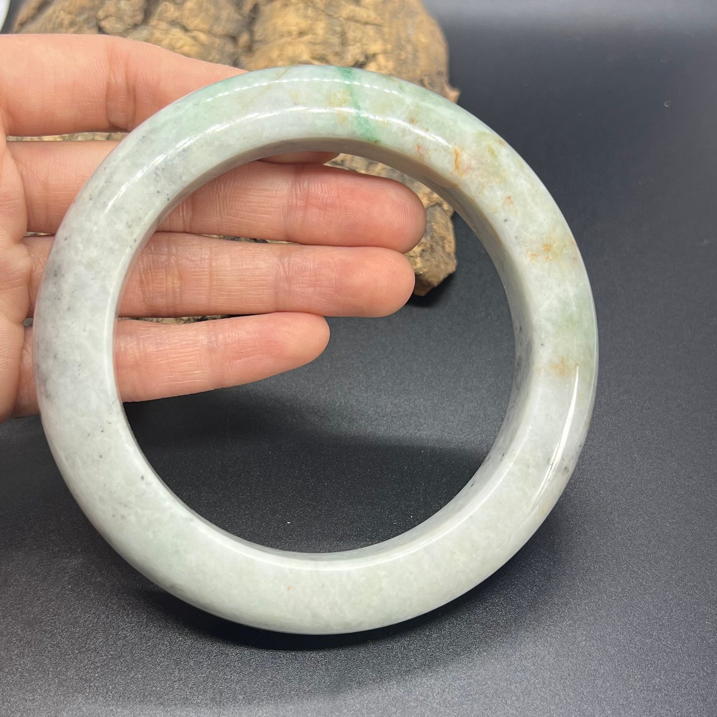 Huge 71mm Grade A Jade Natural green Big Round bangle Burma jadeite Lady Bracelet Type A stone small hand female bangle  翡翠飘花手镯