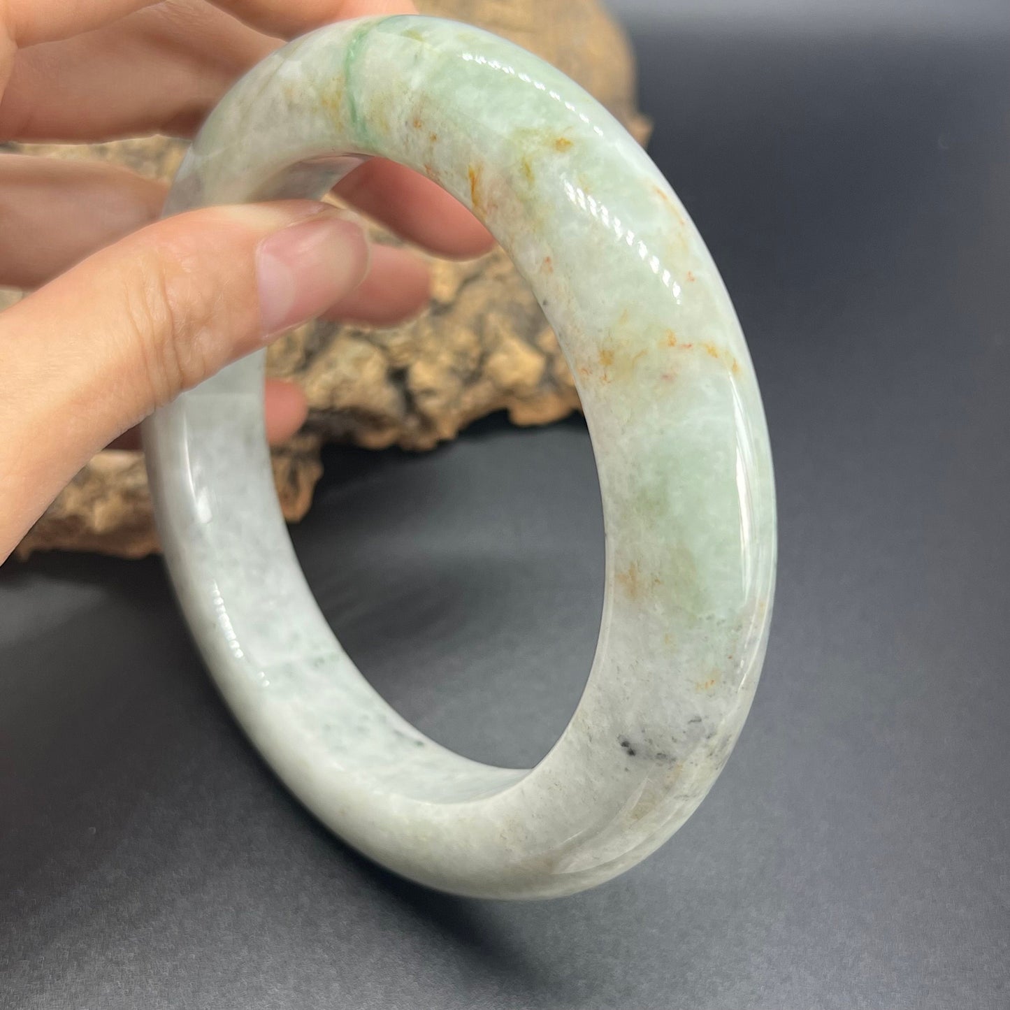 Huge 71mm Grade A Jade Natural green Big Round bangle Burma jadeite Lady Bracelet Type A stone small hand female bangle  翡翠飘花手镯