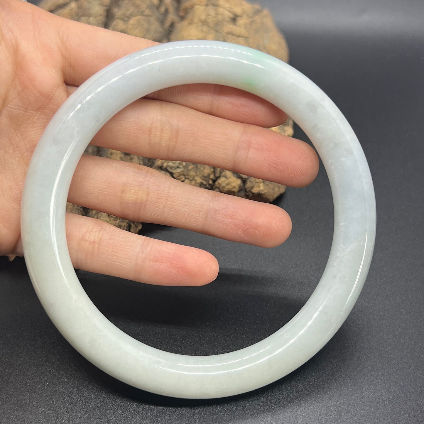 Huge 75.8mm Grade A Jade Natural green Big Round bangle Burma jadeite Lady Bracelet Type A stone small hand female bangle  翡翠飘花手镯