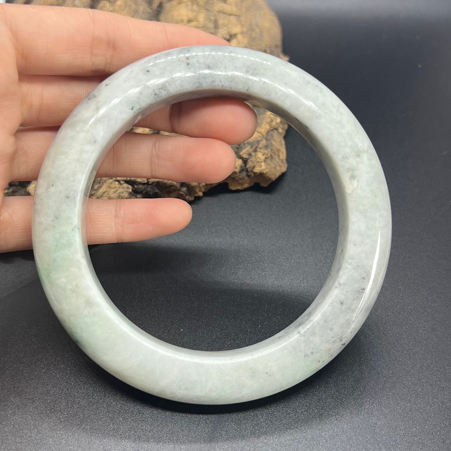 Huge 71mm Grade A Jade Natural green Big Round bangle Burma jadeite Lady Bracelet Type A stone small hand female bangle  翡翠飘花手镯