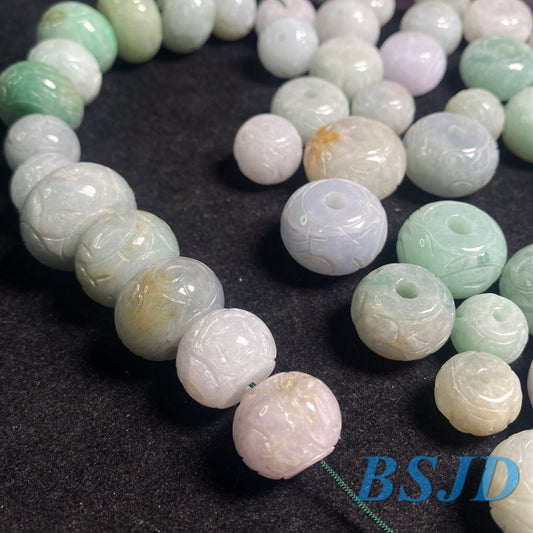 10PCS Grade A jade (Chinese style) Beads pendant Natural Stone Green ICE Jadeite Chinese Carved ,Myanmar hang necklace Blume f. fleur varié