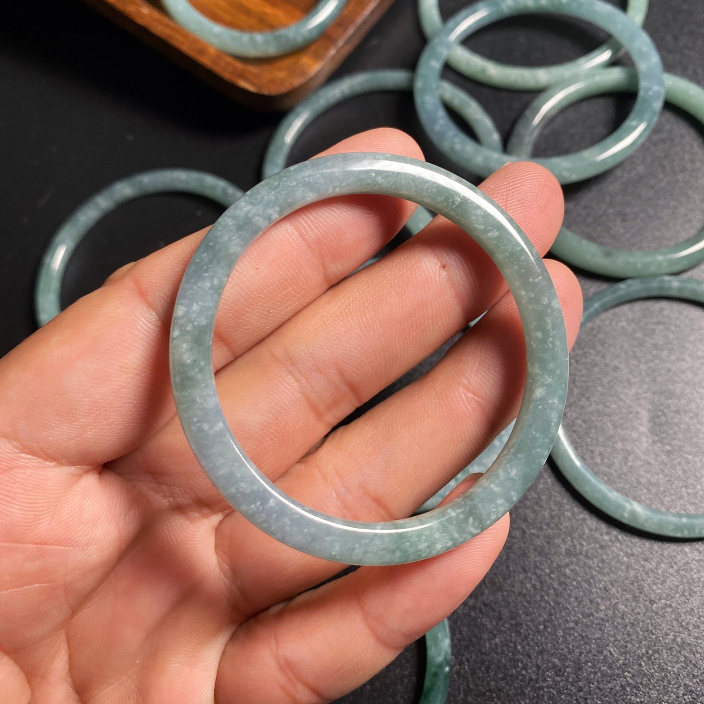 SMALL 38-52mm Natural Blue Grade A Jade Bangle KID Bracelet  Baby Handmade Children Boy Girl trottie Chain Green Guatemala Jadeite