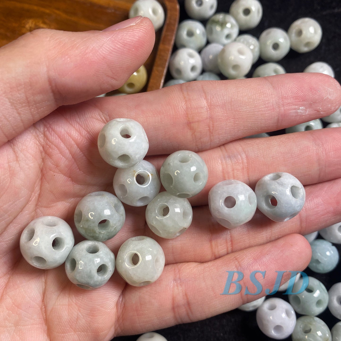 100PCS Grade A jade 11mm Football shape Ball  A stone ICY Jade Burma green Jadeite Roundness Beads Perle Chinese Carved ,Myanmar Jadeit 翡翠A货