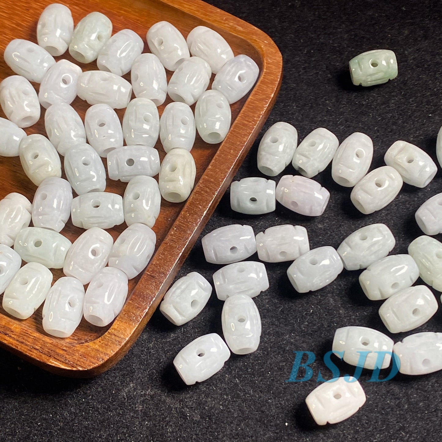 100Pcs Wholesale 10*13mm Hollow Grade A Jade barrel Beads Perle  Green Myanmar Jadeite Burma type A jade DIY pendant necklace earrings 翡翠A货