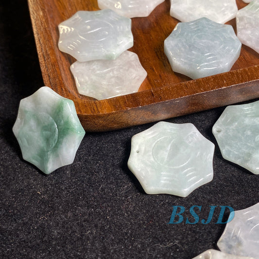 30PCS（Wholesale) Amulet Hollow out Hand carved Natural Grade A Jade ICE Jadeite necklace Trigram Baby pendant Lady Chinese New year gift