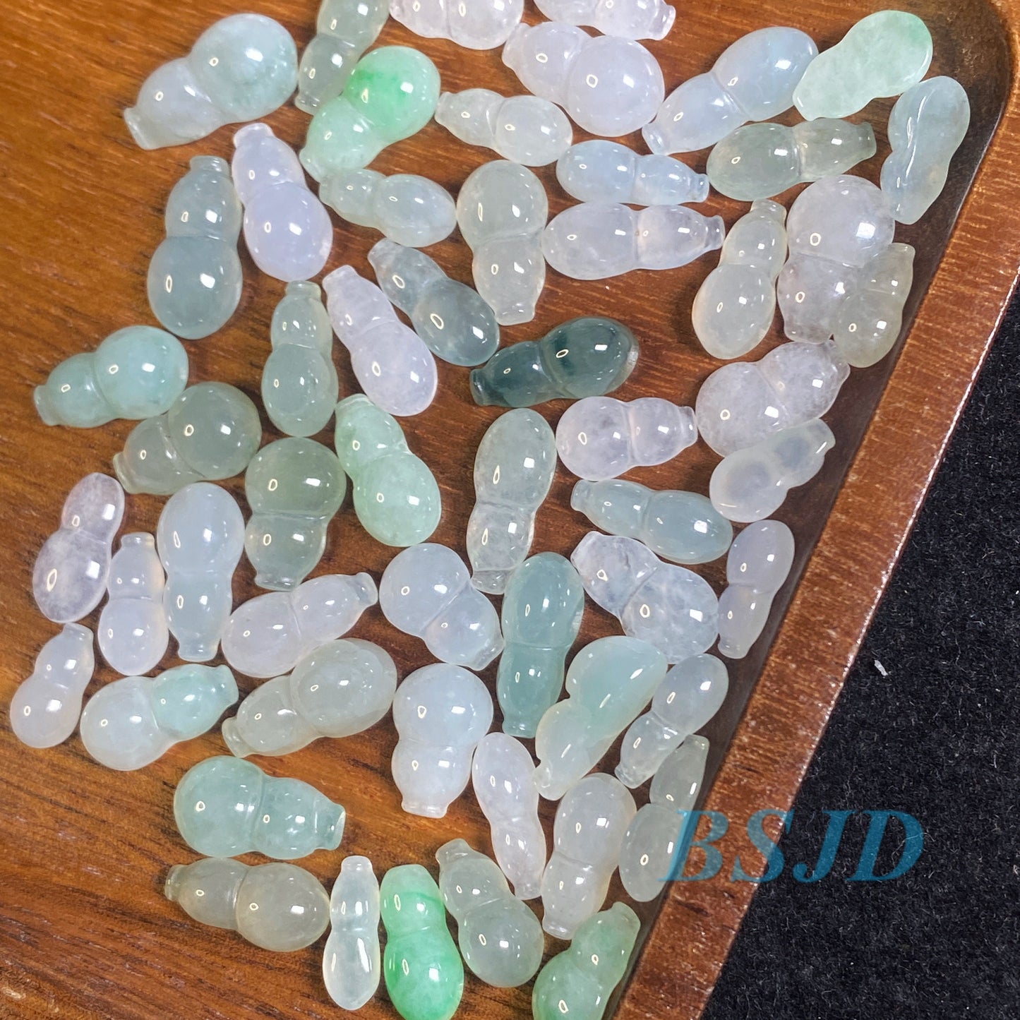 30PCS Glass Cucurbit Grade A jade ICE cabochon Beads Inlay DIY Jewelry Natural Type A Stone Green Burma Jadeite