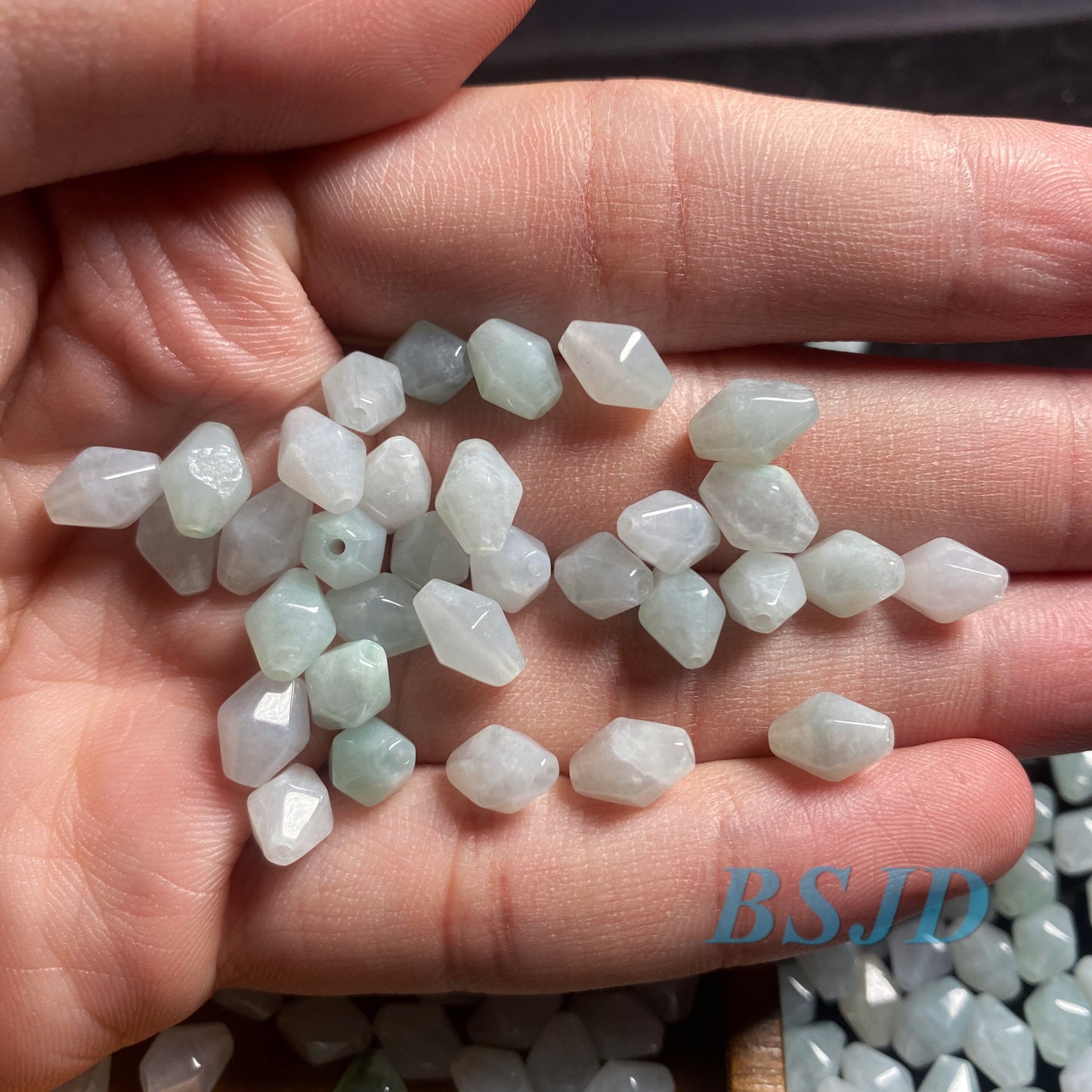 Natural Grade A Jade rhombus shape Beaded Burma Jade Ice Green Myanmar Jadeite Tube diamond  DIY Beads earrings drop Jewelry gift