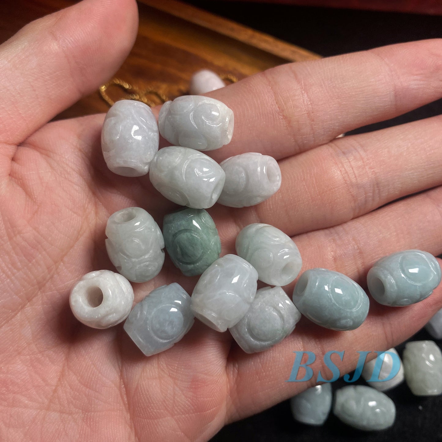 Wholesale Grade A Jade barrel Beads Perle  Green Myanmar Jadeite Burma type A jade DIY pendant necklace earrings 翡翠A货