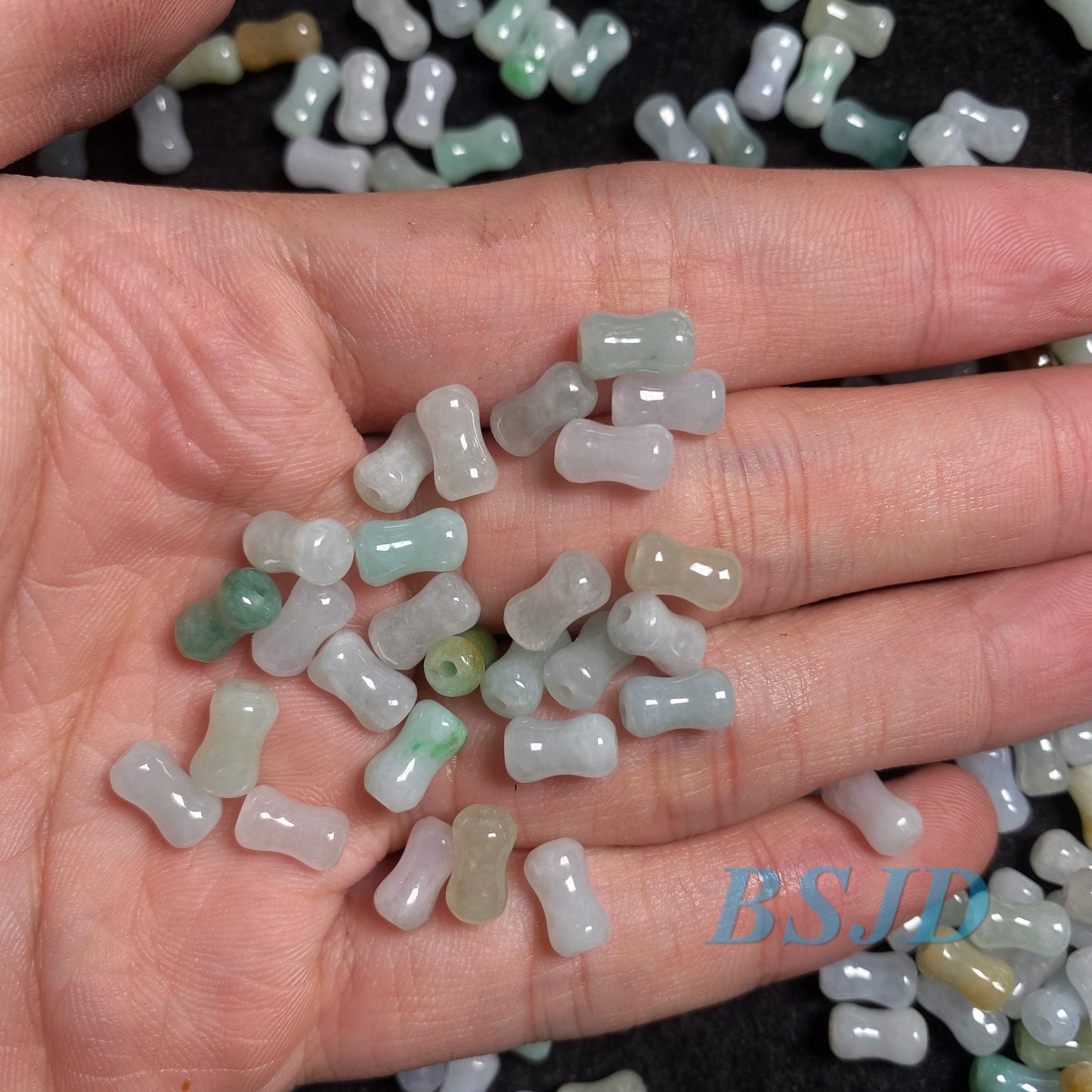 Wholesale small bone Bead Grade A Jade Natural green Jade Loose bead Burma Jadeite Beads DIY earrings drop jewelry Halloweengift