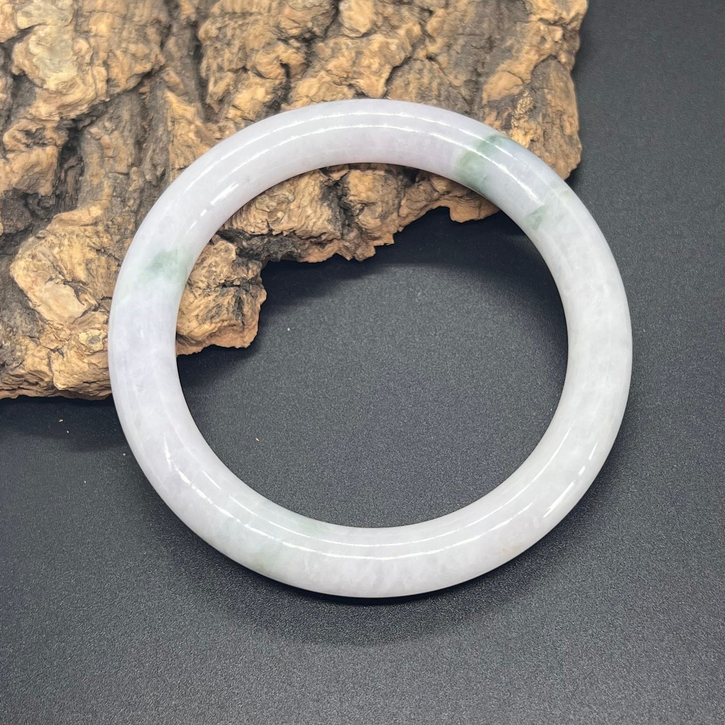 56mm Natural green Grade A Jade Round bangle Myanmar jadeite Lady Bracelet Ice green Type A stone small hand female bangle  翡翠飘花手镯