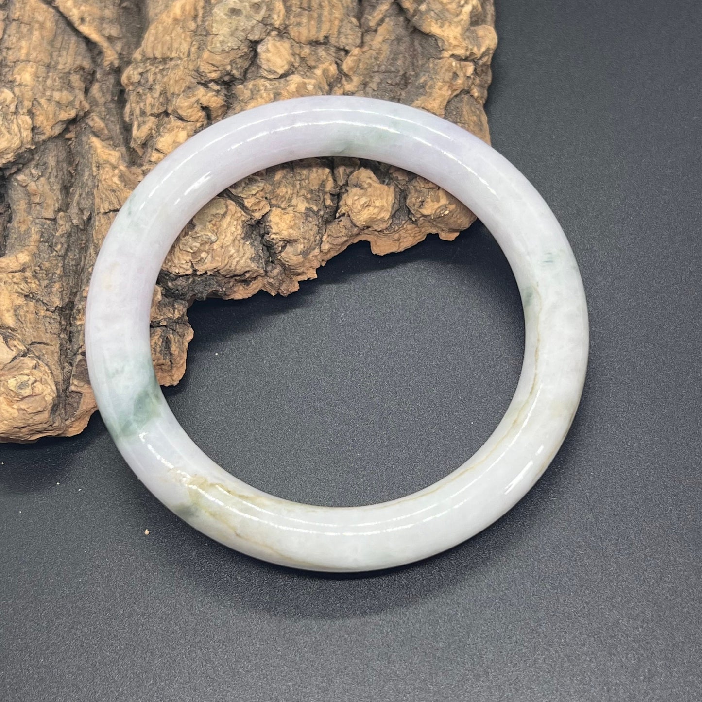 56mm Natural green Grade A Jade Round bangle Myanmar jadeite Lady Bracelet Ice green Type A stone small hand female bangle  翡翠飘花手镯