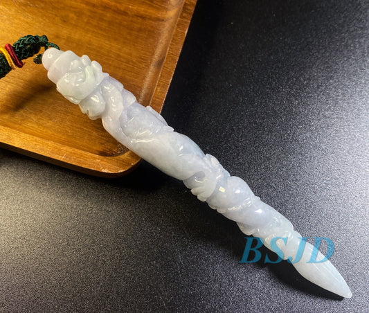 Dragon Pen Natural Grade A Jade Burma Jadeite man Kylin pendant necklace BEADS Anhänger  Gemstone Green jadeit 翡翠 龙笔