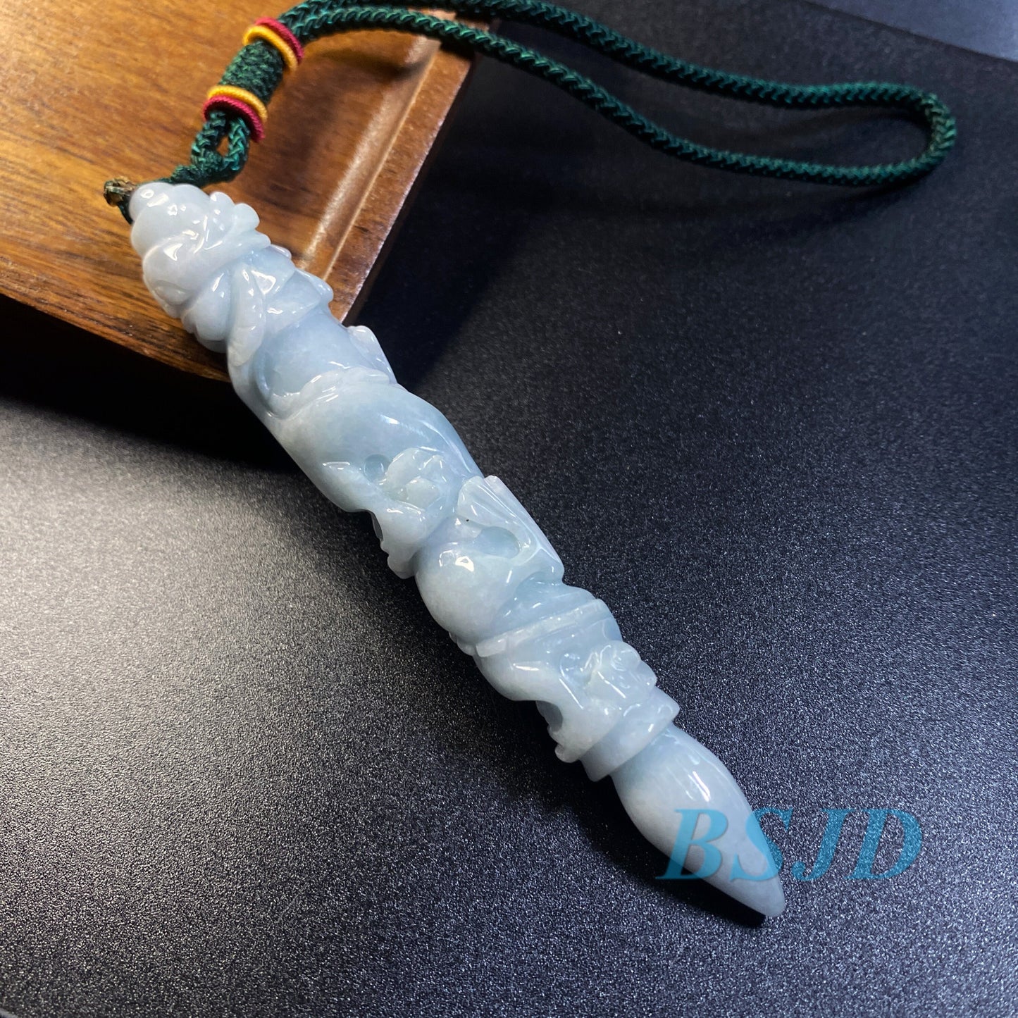 Dragon Pen Natural Grade A Jade Burma Jadeite man Kylin pendant necklace BEADS Anhänger  Gemstone Green jadeit 翡翠 龙笔