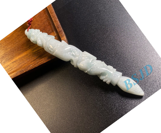 Dragon Pen Natural Grade A Jade Burma Jadeite man Kylin pendant necklace BEADS Anhänger  Gemstone Green jadeit 翡翠 龙笔