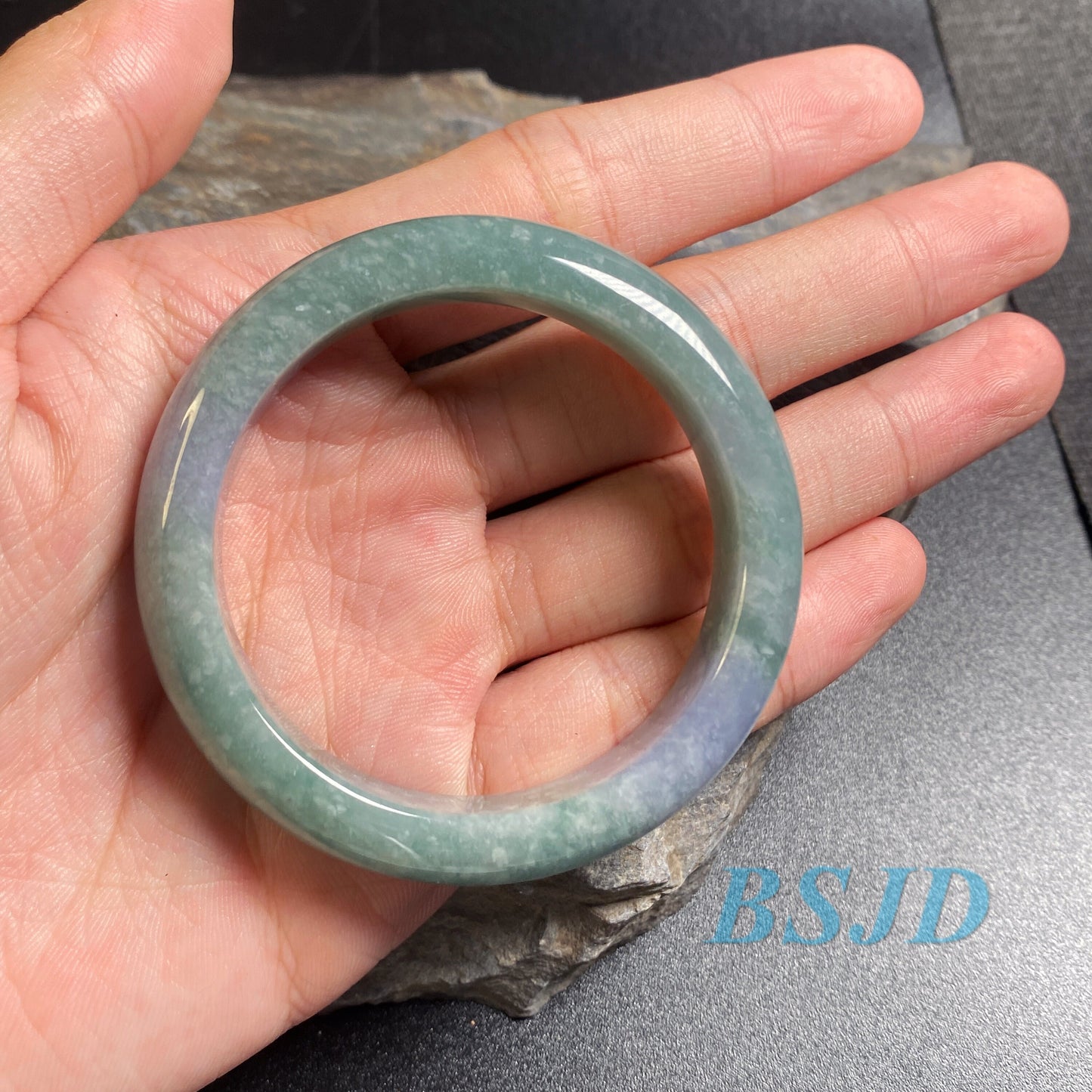 Small 49.2mm Grade A Jade Natural green purple Round bangle lavender Myanmar jadeite Lady Bracelet Type A stone female Jewelry Gift