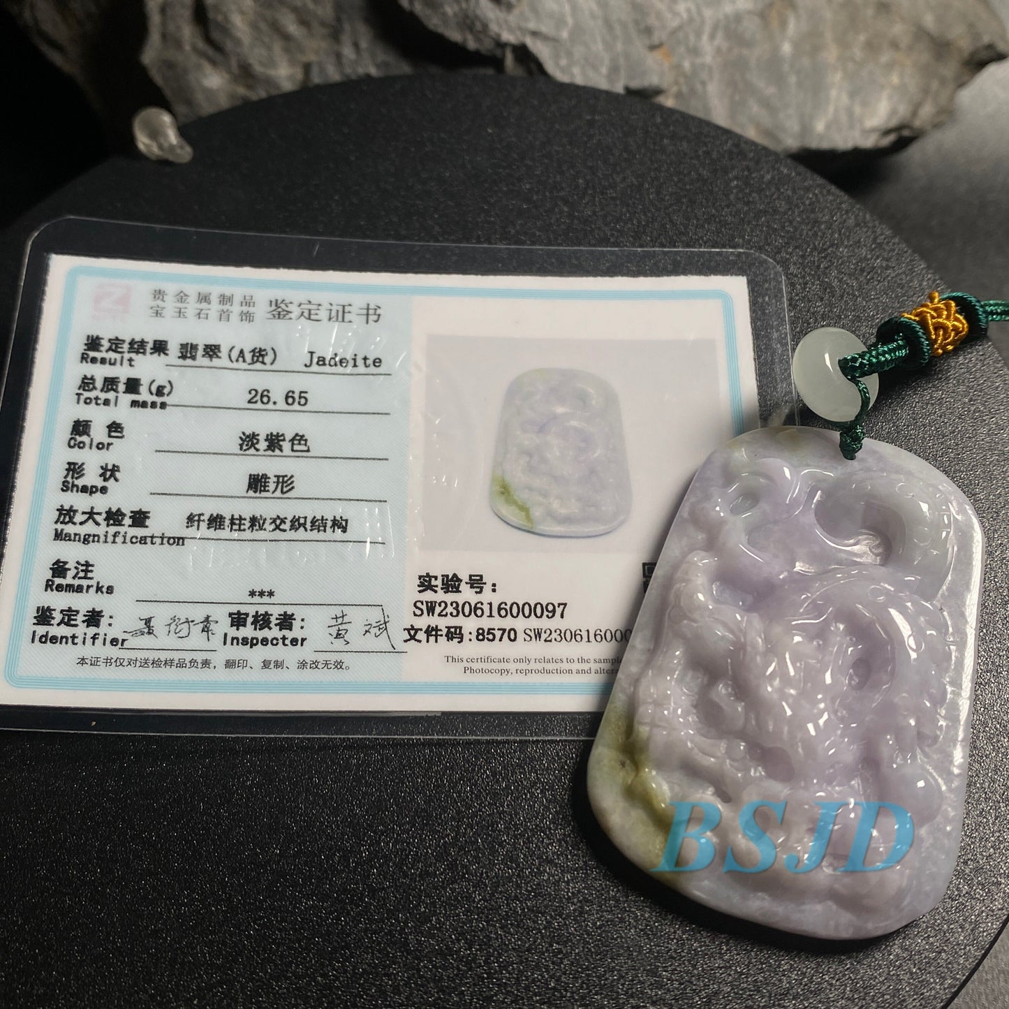 Naturla Purple Dragon Grade A JADE lavender Burma Jadeite pendant Jewelry gift