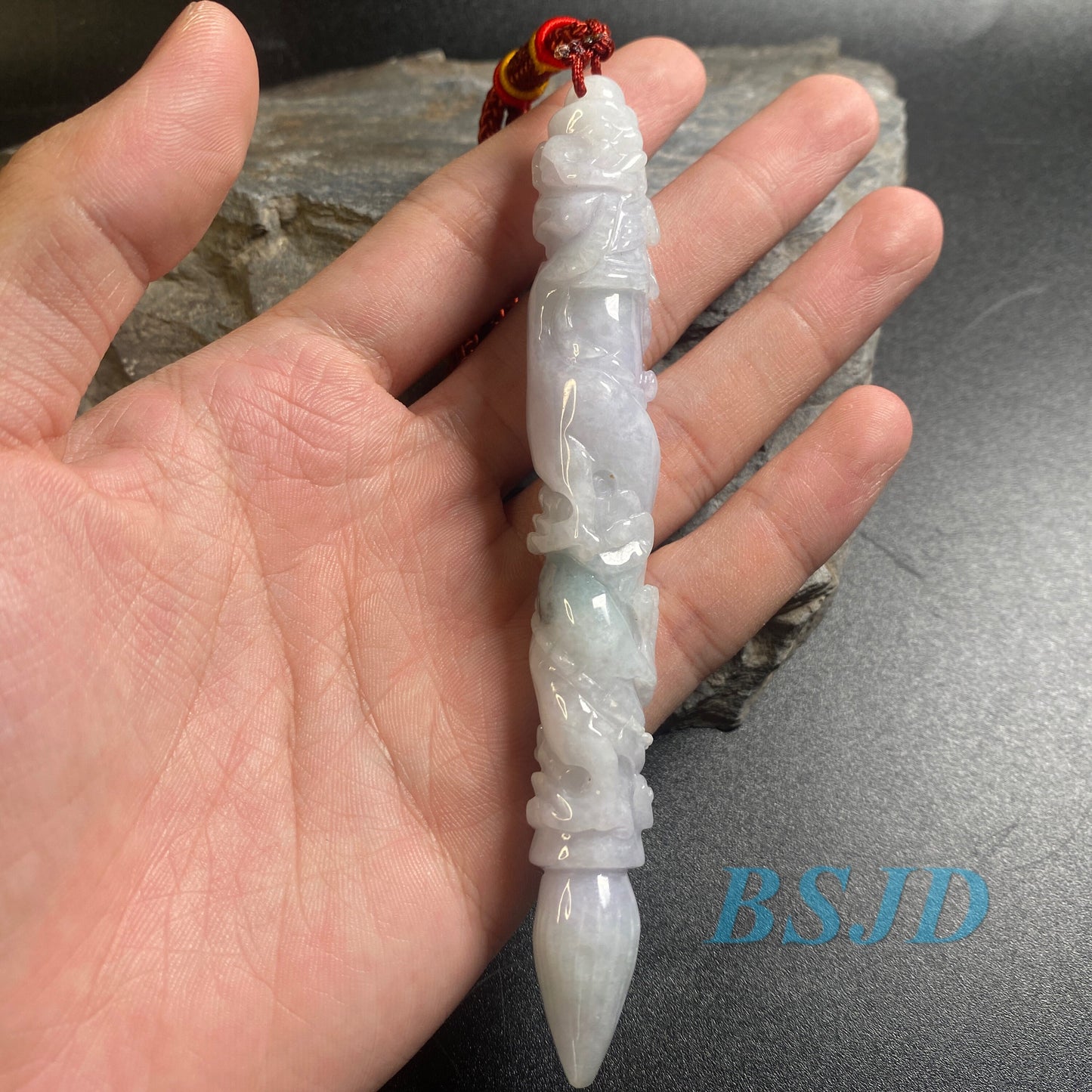 Dragon Pen Natural Grade A Jade Burma Jadeite man Kylin pendant necklace BEADS Anhänger  Gemstone Green jadeit 翡翠 龙笔