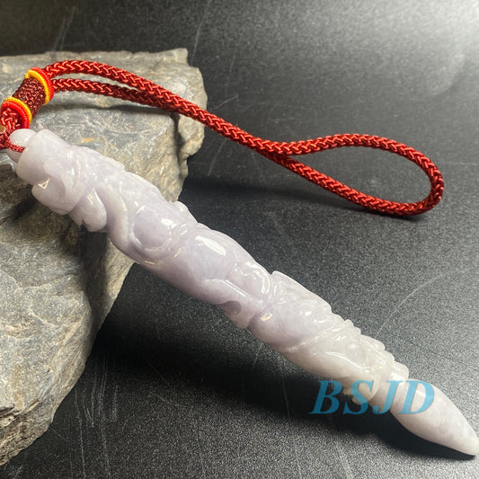 Dragon Pen Natural Grade A Jade Burma Jadeite man Kylin pendant necklace BEADS Anhänger  Gemstone Green jadeit 翡翠 龙笔