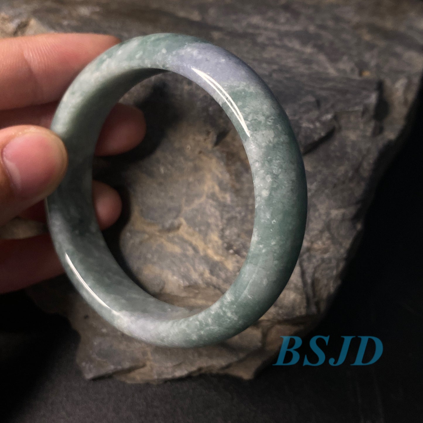 53.6mm Grade A Jade Natural green purple Round bangle lavender Myanmar jadeite Lady Bracelet Type A stone small hand female Jewelry Gift