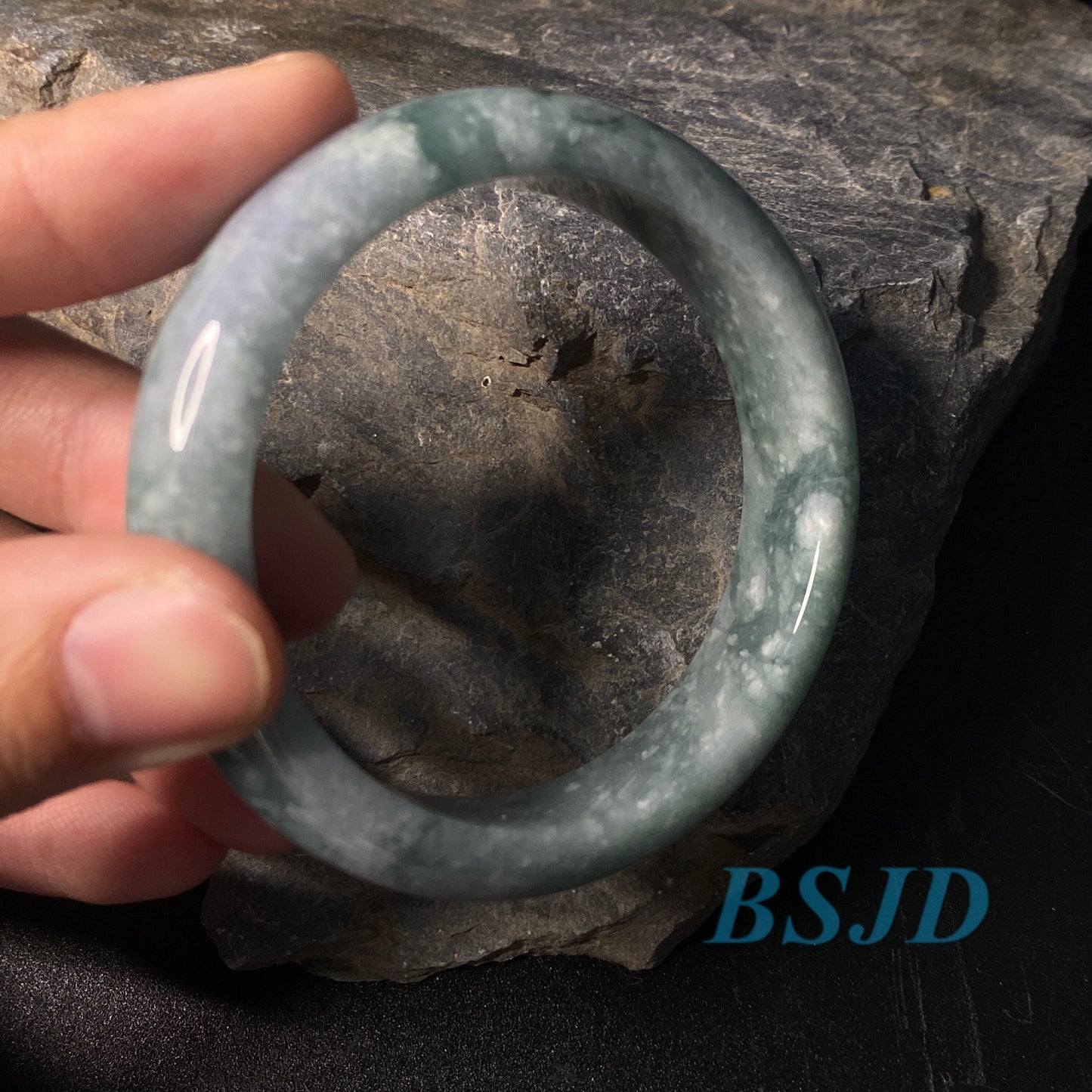 53.6mm Grade A Jade Natural green purple Round bangle lavender Myanmar jadeite Lady Bracelet Type A stone small hand female Jewelry Gift