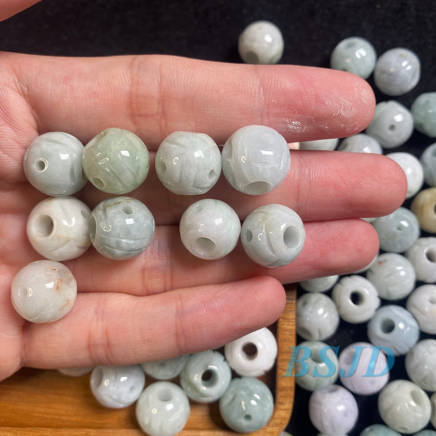 100PCS 13mm Ball Shape Grade A Jade green Burma Jadeite Myanmar Jadeit beads