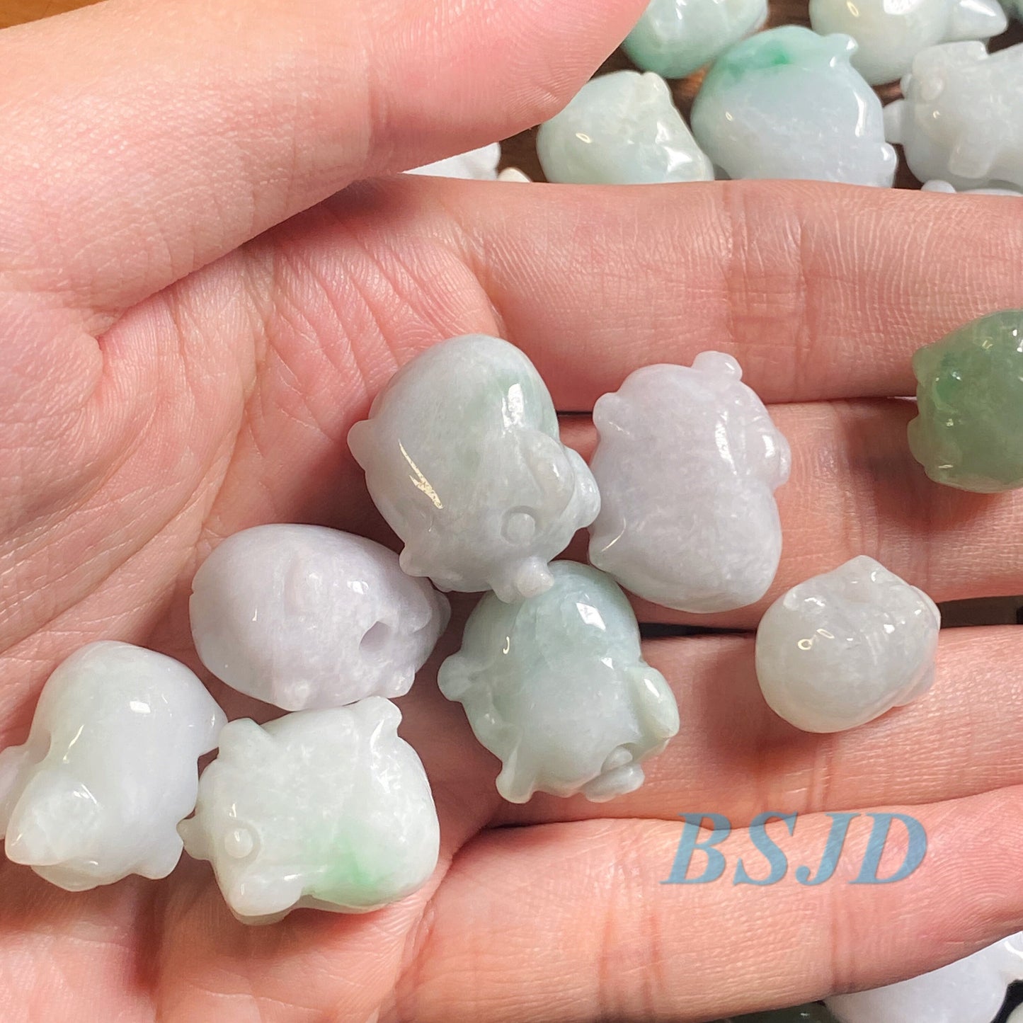 30Pcs Pig Shape Grade A Jade Burma jadeite Beads Myanmar Jadeite DIY Jewelry pendnat jade earrings