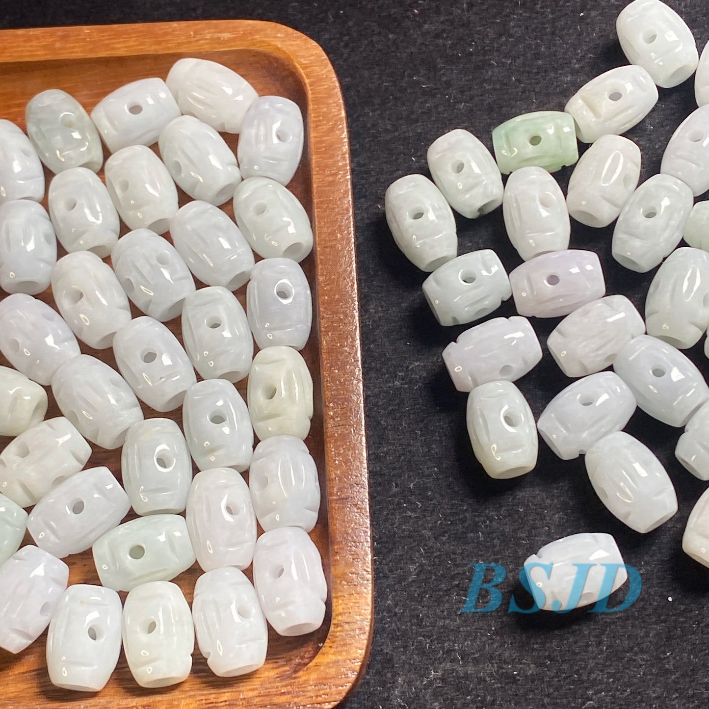 100Pcs Wholesale 10*13mm Hollow Grade A Jade barrel Beads Perle  Green Myanmar Jadeite Burma type A jade DIY pendant necklace earrings 翡翠A货